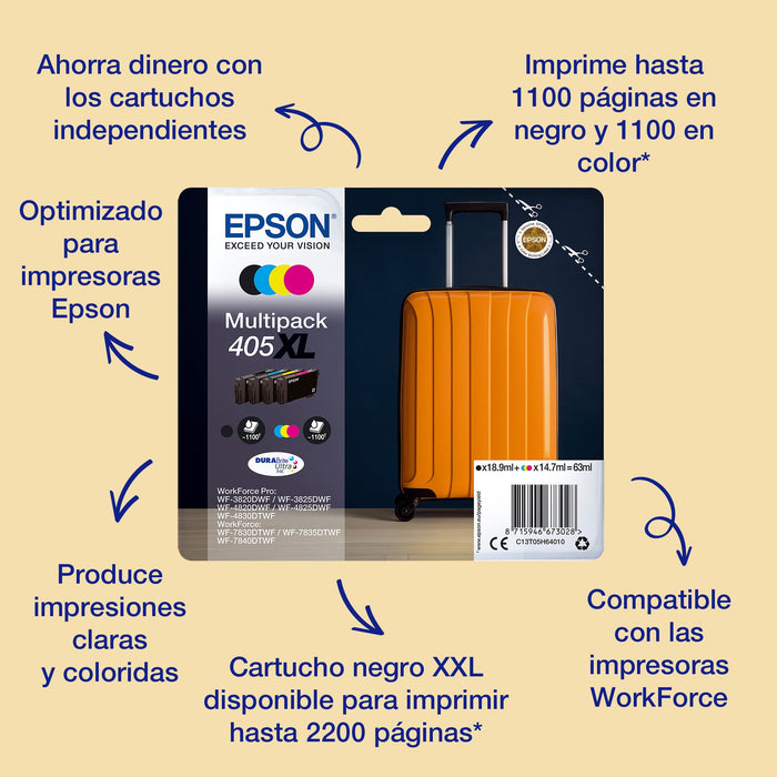 EAN 8715946673035 - Epson 405XL cartucho de tinta 1 pieza(s) Original High (L) Yield Negro, Cian, Magenta, Amarillo imagen 1