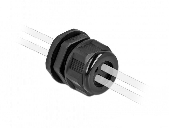 Delock 60373 Prensaestopas Pg9 Para Cable Redondo Con Tres Entradas De Cable Negro 2 Piezas