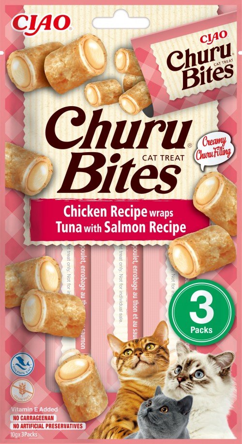 EAN 8859387700810 - CIAO Churu Bites Chicken Recipe wraps Tuna with Salmon Gato Premio Pollo, Atún 10 g imagen 1
