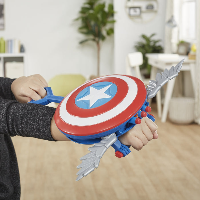Lanzador Hasbro Nerf Marvel Mech Strike Mechasaurs Capitán América Con Redwing