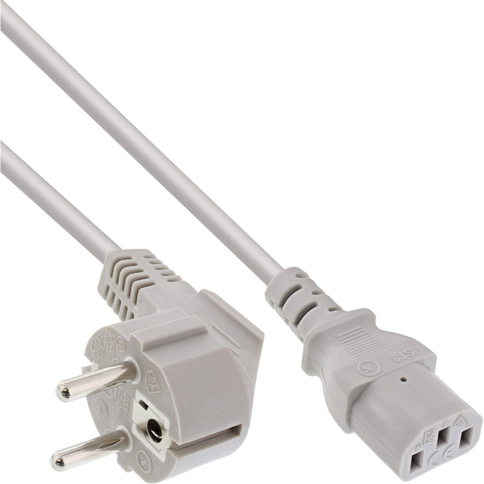 Cable De Alimentación Inline, Schutzkontakt En Ángulo A 3 Pines Iec C13, Gris, 1,0 M