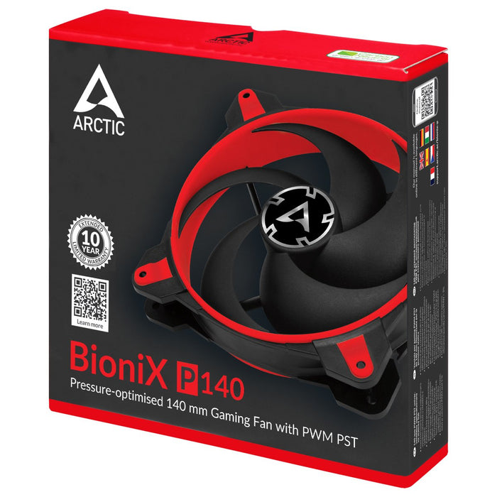 Arctic Ventilador Caja Bionix P140 Rojo Pwm 140mm (Acfan00127a) Arctic Bionix P140, Carcasa Del Ordenador, Enfriador, 14 Cm, 200 Rpm, 1950 Rpm, 0,45 Sonio