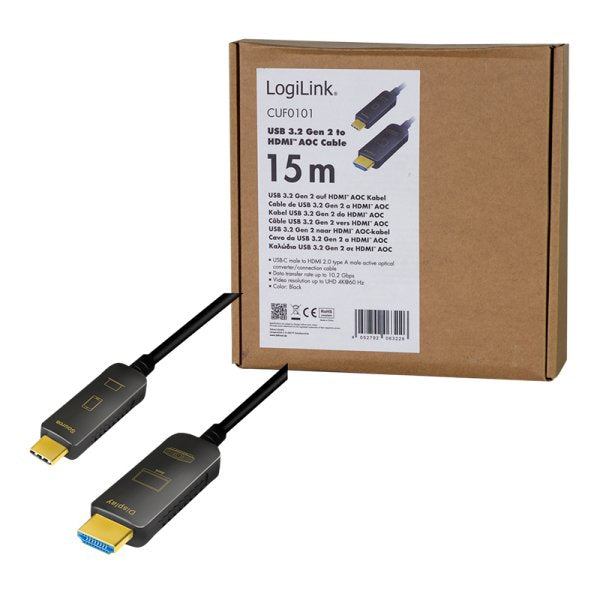 EAN 4052792063226 - LogiLink CUF0101 adaptador de cable de vídeo 15 m USB Tipo C HDMI tipo A (Estándar) Negro imagen 6