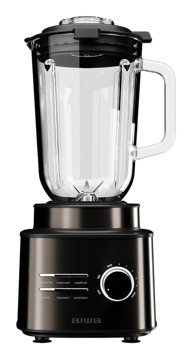 Batidora De Vaso Profesional Aiwa Saberu Atb-2500 2500w 6 Programas Jarra Cristal 1.5l Color Negro