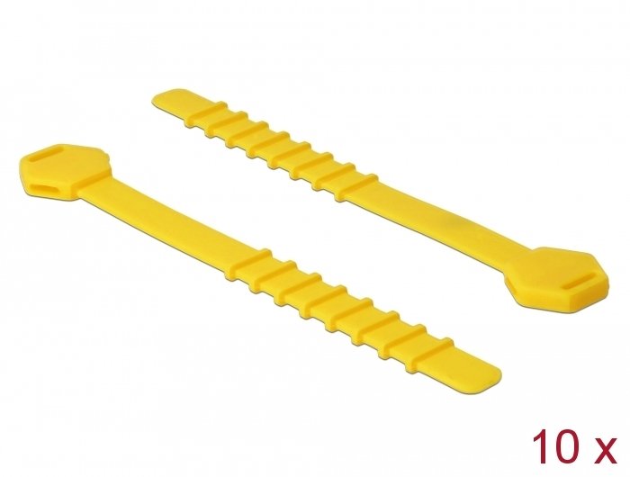 Delock Silikon-Cablebinder Wiederverwendbar 10 Stück Gelb