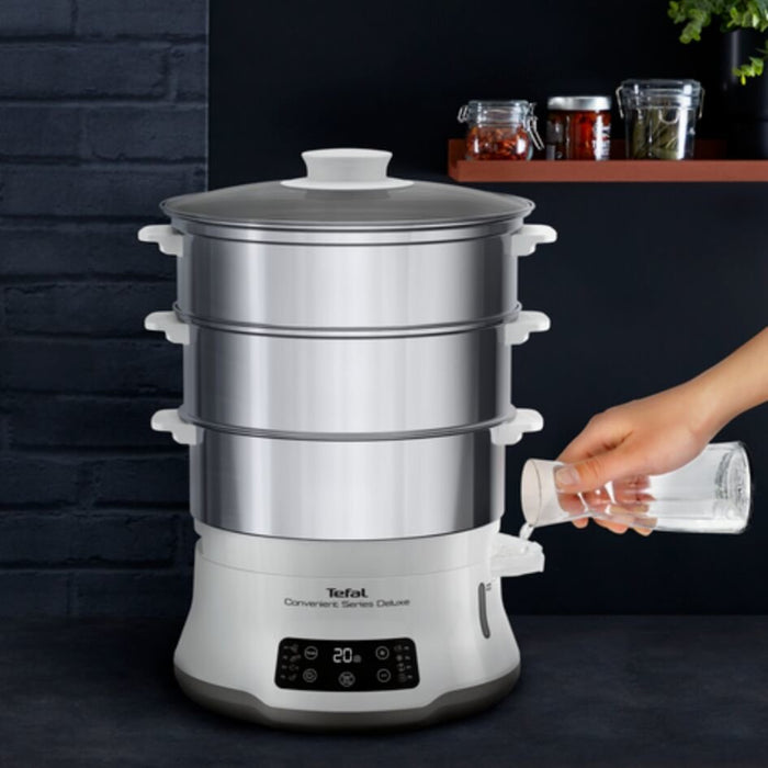 EAN 3045387247775 - Tefal Convenient Series Deluxe VC502D vaporizador 3 cesta(s) Encimera 900 W Acero inoxidable, Blanco imagen 7