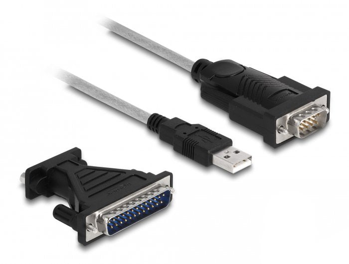 Delock Adaptador Usb 2.0 Tipo-A A 1 X Serial Rs-232 D-Sub 9 + Adaptador D-Sub 25