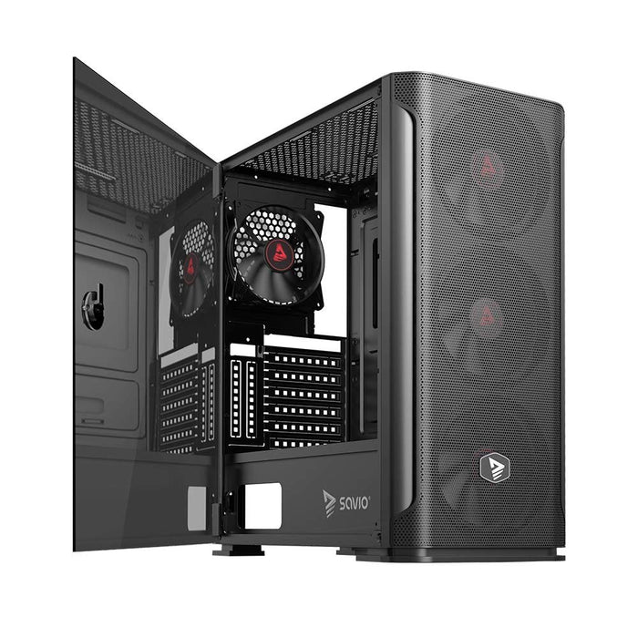 Caja Pc Savio Shadow X2 De Malla/Cristal Para Ordenador Negro
