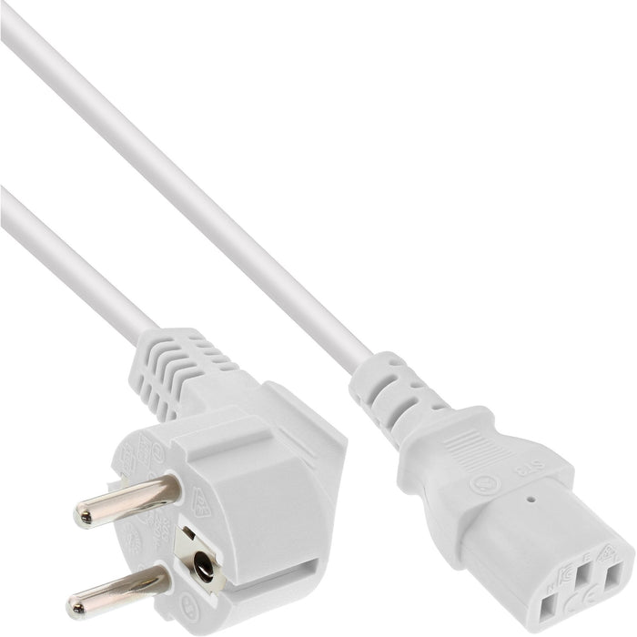 Cable De Alimentación Inline, Schutzkontakt A Iec Hembra De 3 Pines, Blanco, 0,5 M