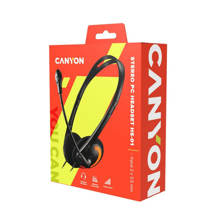 Canyon Pc Headset Hs-01 Pc Mic Flat 1.8m Negro Orange