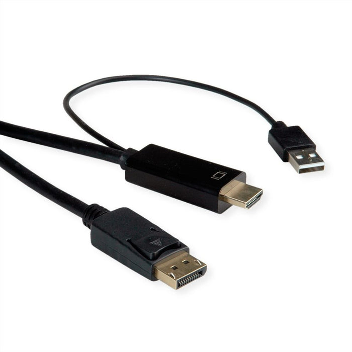 EAN 7630049619487 - ROLINE 11.04.5991 adaptador de cable de vídeo 1 m HDMI + USB DisplayPort Negro imagen 1