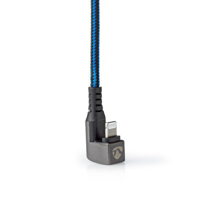 Nedis Usb-Kabel Usb 2.0  Apple Lightning 8-Pin  Usb-C Stecker  60 W  480 Mbps  Vernickelt  1.00 M  Rund  Geflochten / Nylon  Blau / Schwarz