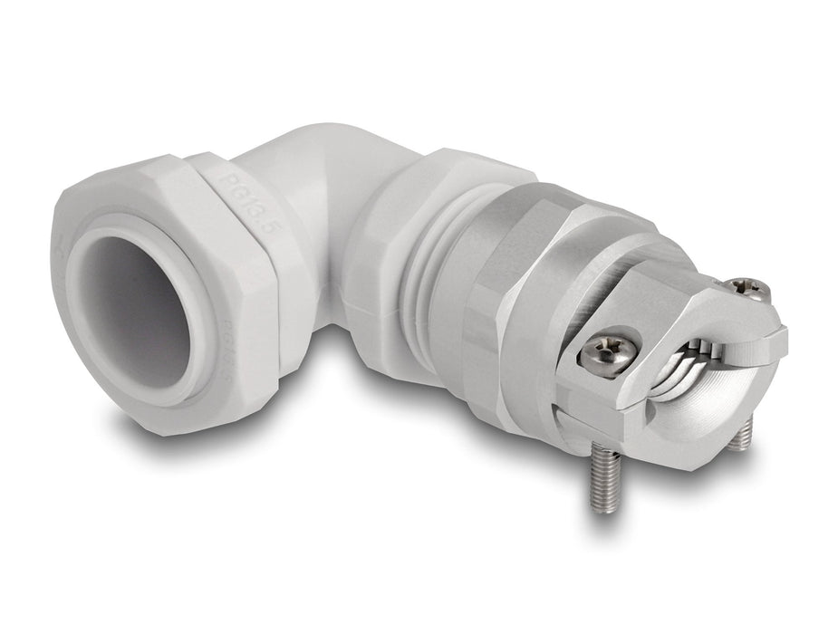 Delock 60596 Prensaestopas Con Alivio De Tensión Y Protección Contra La Flexión Ángulo De 90 ° Pg13,5 Gris