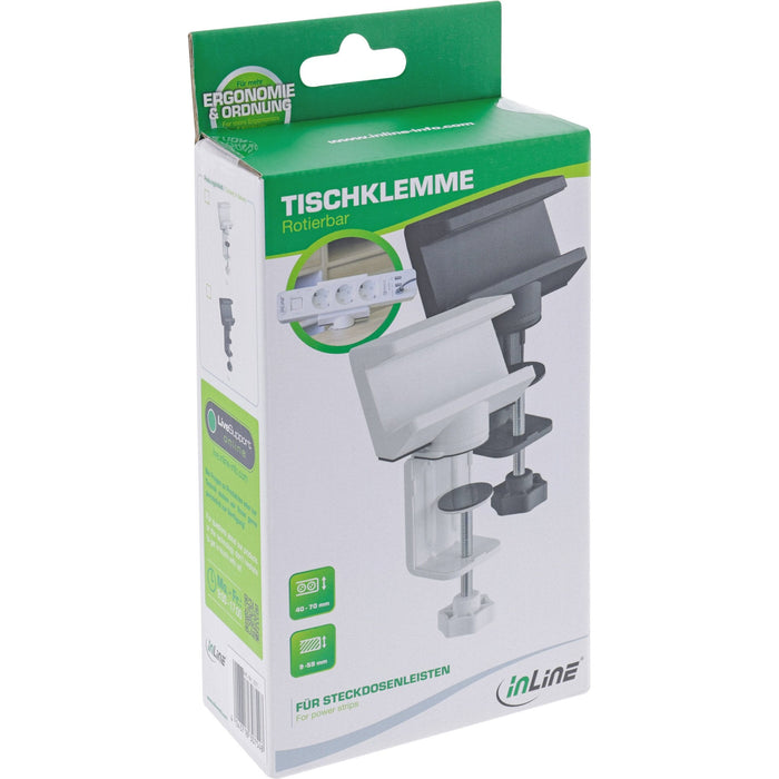 Abrazadera De Mesa Inline Para Regleta De Enchufes, Giratoria, Abrazadera De Tornillo, Blanca