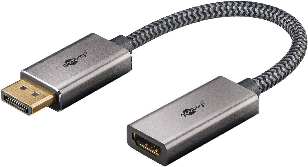 Goobay Plus Displayport > Hdmi Adaptadorcable, 8k @ 60hz (Gris, 20cm, 32 Gbit/S) 75272