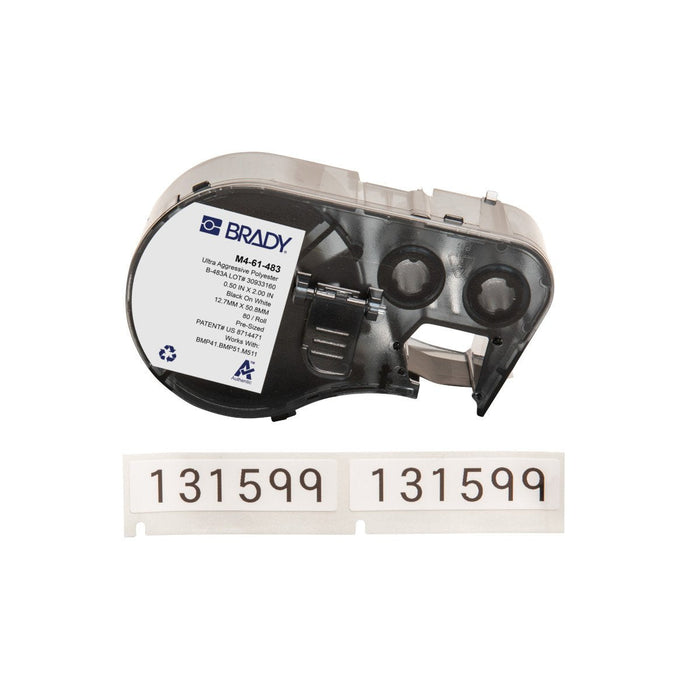 Brady M4-61-483 Etiqueta De Impresora Negro, Blanco Autoadhesiva