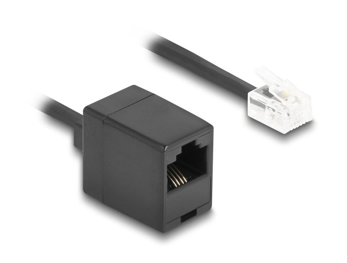 Delock Telefoncable   Spiralcable Rj11 Stecker Zu Rj45 Buchse Schwarz 1 M
