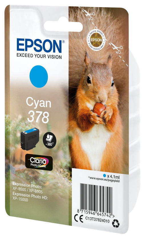 EAN 8715946645742 - Epson Squirrel C13T37824010 cartucho de tinta 1 pieza(s) Original Rendimiento estándar Cian imagen 2