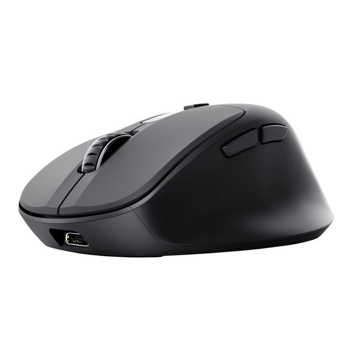Mouse Trust Wireless Zevo Bt/2.4ghz 6 Botones 1200-3200dpi Recargable Color Negro.