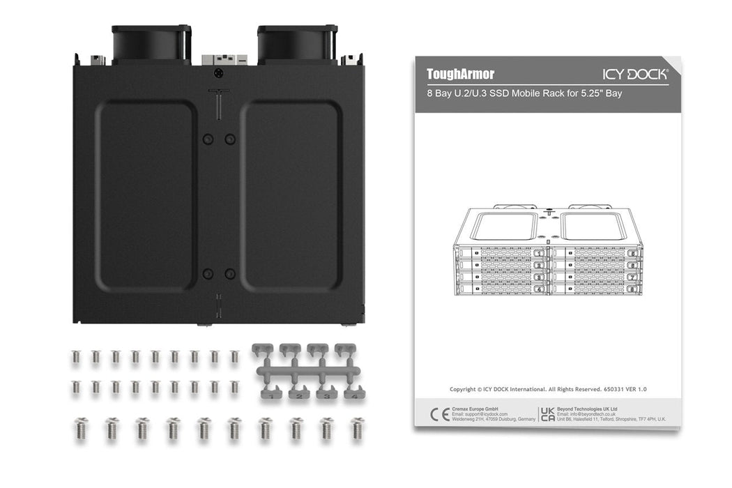 Icy Dock Though Armor Mb998v4p-B (Negro, 8-Bay U.2/U.3 Nvme Ssd Pcie 4.0 Mb998v4p-B