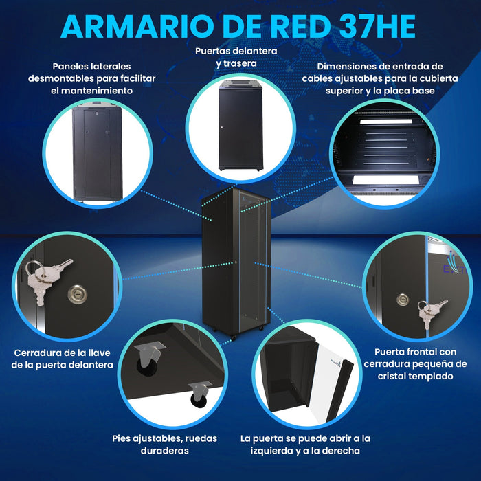 Extralink 37u Armario 600x1000 Standing Rackmount Cabinet Black