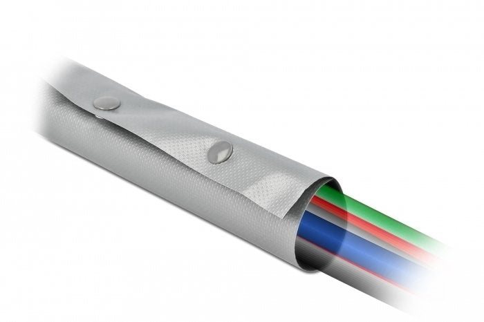 Delock Cableschutzschlauch Mit Knopfverschluss Hitzebeständig 2 M X 30 Mm Grau   Schwarz