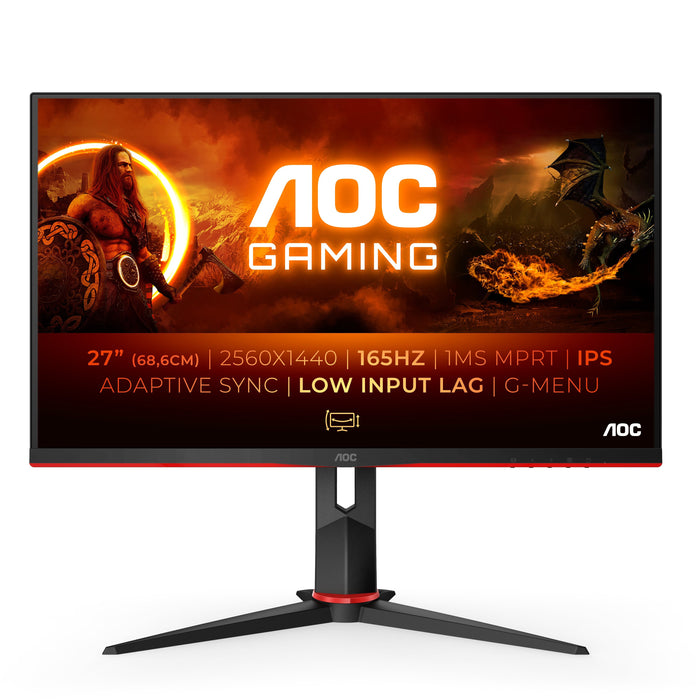Monitor Gaming Aoc Q27g2s Eu 27' Qhd 1ms 165hz Ips Negro Y Rojo