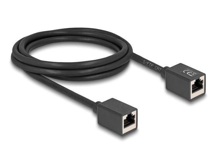 Delock Netzwerk Verlängerungscable Kupplung Rj45 Buchse Zu Rj45 Buchse Cat.6a S Ftp 2 M Schwarz