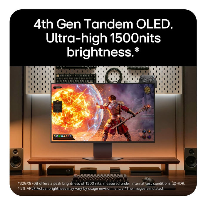Monitor Lg 32" Ultragear Oled 32gx870b-B: Panel Oled, Resolución 4k Uhd, 240 Hz, 0,03 Ms, Displayhdr True Black 500, G-Sync Compatible, Freesync Premium Pro