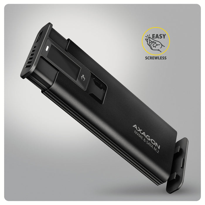 Eem2-Sd2b Obudowa Zewnetrzna Aluminiowa Bezsrubowa Usb-A/C 3.2 Gen2 M.2 Nvme/Sata Wyswietlacz Led, Czarny