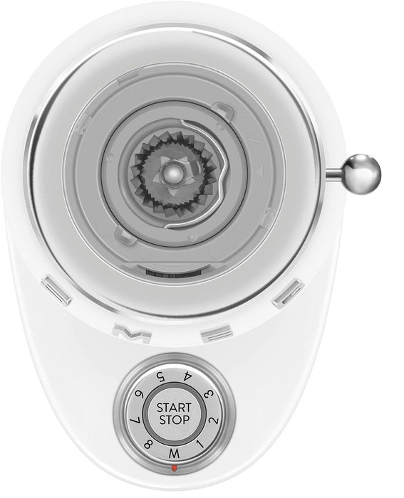 Molinillo De Café Smeg Cgf03wheu, 15 Grados De Molienda, Depósito De 240 G, 150 W, Blanco.