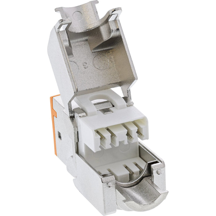 8 Piezas Pack Jack Inline Keystone Rj45, Blindado, Cat.6a, Naranja