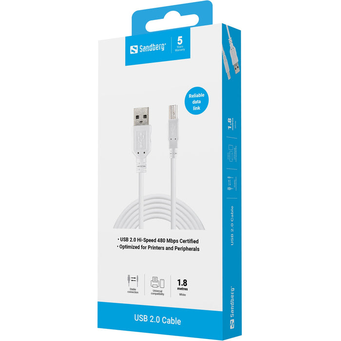 EAN 5705730502781 - Sandberg 502-78 cable USB 1,8 m USB A USB B Blanco imagen 4