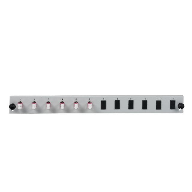 Efb Bestckte 12 Port Frontblende Mit 6 X Lc Duplex Kupplung Om3 Vertikal, Grau
