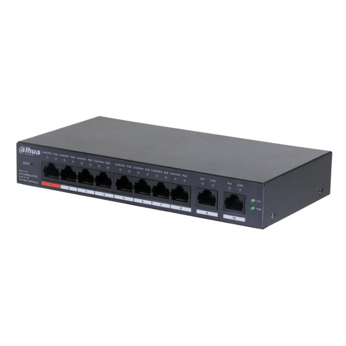 Dahua Cs4010-8et-110 Switch Poe 8 Puertos 10/100 + 2rj45 Uplink Gigabit 110w Manejable En Cloud Layer2