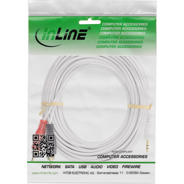 Cable De Audio Inline 2x Rca Macho A Estéreo Macho De 3,5 Mm Blanco / Dorado 1,5 M