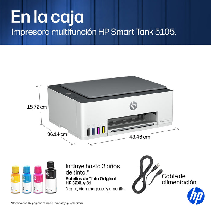 EAN 0196188530351 - HP Smart Tank 5105 All-in-One Printer Inyección de tinta térmica A4 4800 x 1200 DPI 12 ppm Wifi imagen 5