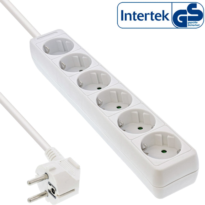 Inline Regleta 6 Tomas 6x Tipo F Con Seguridad Para Niños Blanco 5m