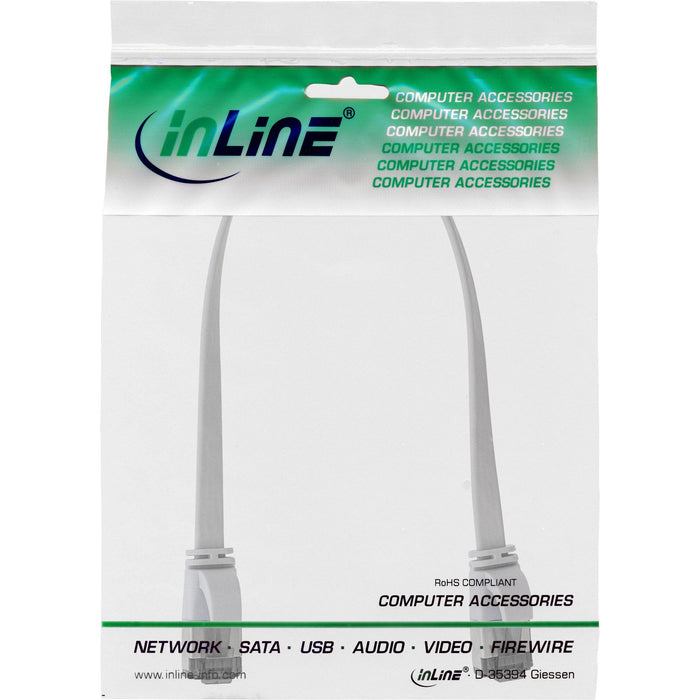 Cable De Red Plano Inline, U/Ftp, Cat.8.1, Tpe Libre De Halógenos, Blanco, 0,3m