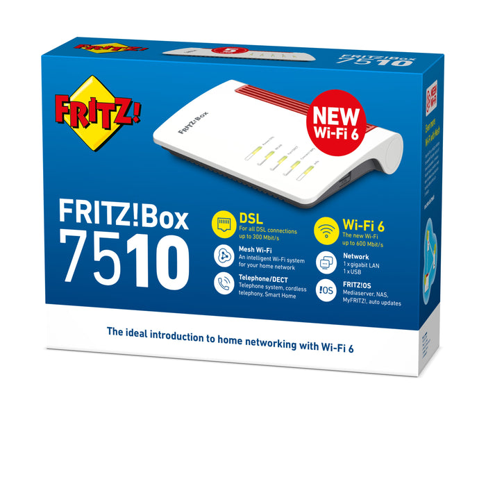EAN 4023125029974 - Box FRITZ! 7510 INT router inalámbrico Gigabit Ethernet Banda única (2,4 GHz) Blanco imagen 4