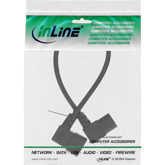 Cable De Alimentación Inline, C13 A C14, Negro, 3,0 M En Ángulo