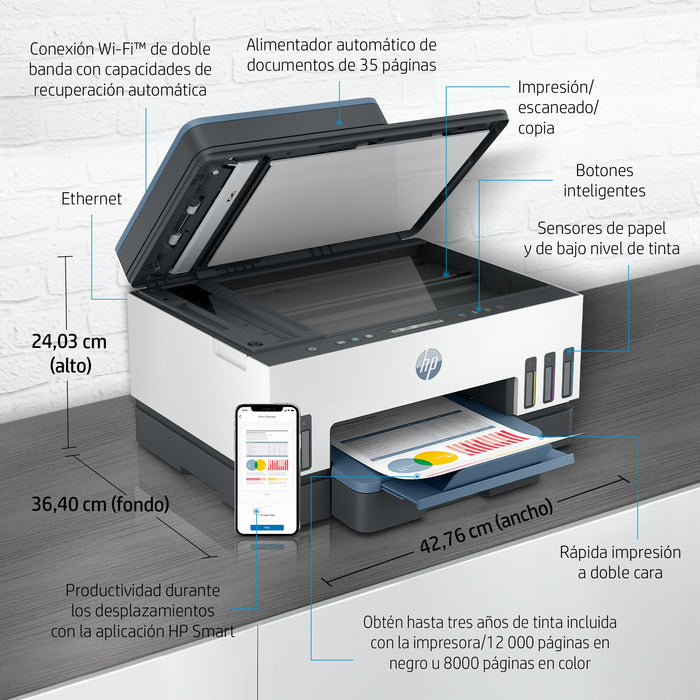 EAN 0195908302520 - HP Smart Tank 7306 All-in-One Printer Inyección de tinta térmica A4 4800 x 1200 DPI 15 ppm Wifi imagen 5