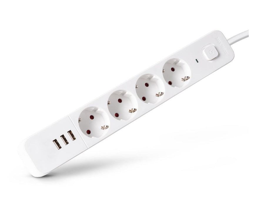 Entac Meckdosenleime 4fach 3x Usb-A, 1,5m Blanco