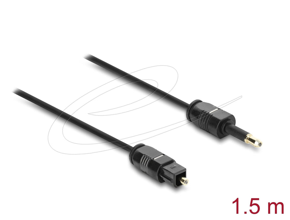 Delock Toslink Cable Mini Toslink 3,5 Mm Stecker Auf Toslink Stecker, Ø 2,2 Mm, 1,5 M, Schwarz