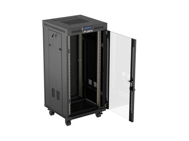 Lanberg Rack Cabinet 19" Free-Standing 24u 600x600 Flat Pack With Glass Door Lcd Negro V2