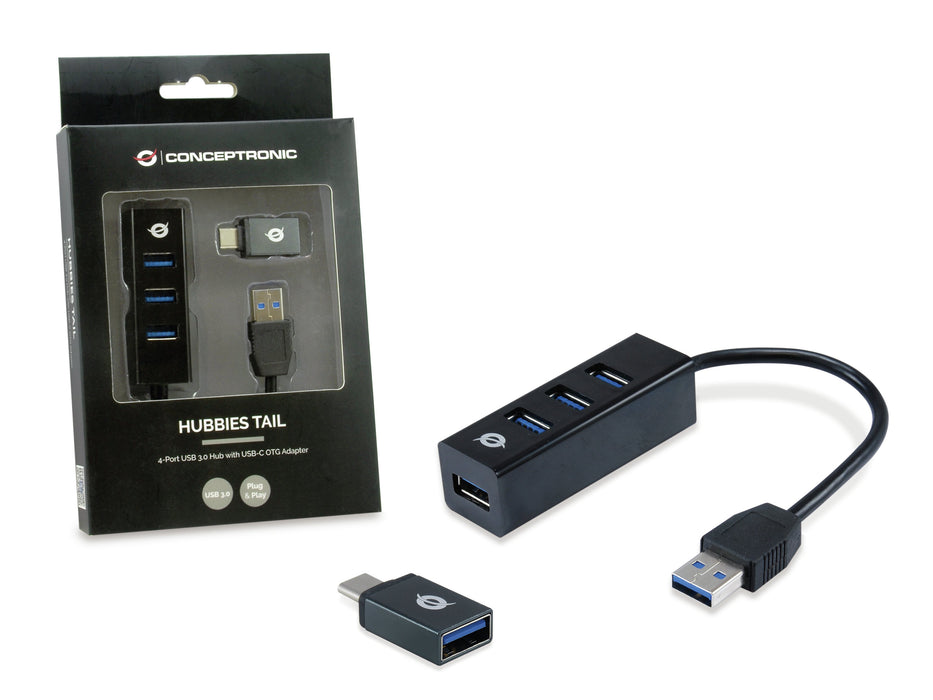 EAN 4015867223147 - Conceptronic HUBBIES04B hub de interfaz USB 3.2 Gen 1 (3.1 Gen 1) Type-A 5000 Mbit/s Negro imagen 2