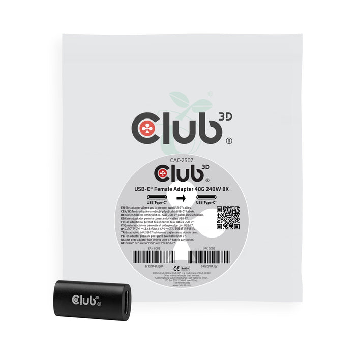 Club3d Adapter Usb-C > Usb-C 40gbps 240w 8k@60hz H/H Retail