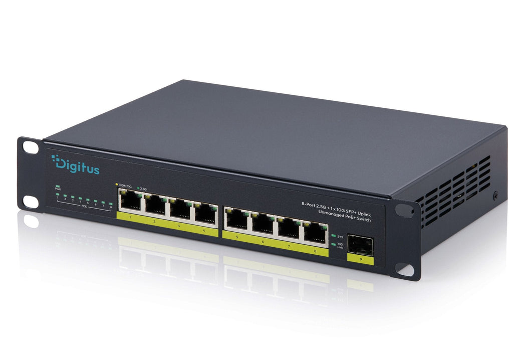 Digitus Switch 8-Port 10" Gigabit Unmanaged 80w Poe+ Negro