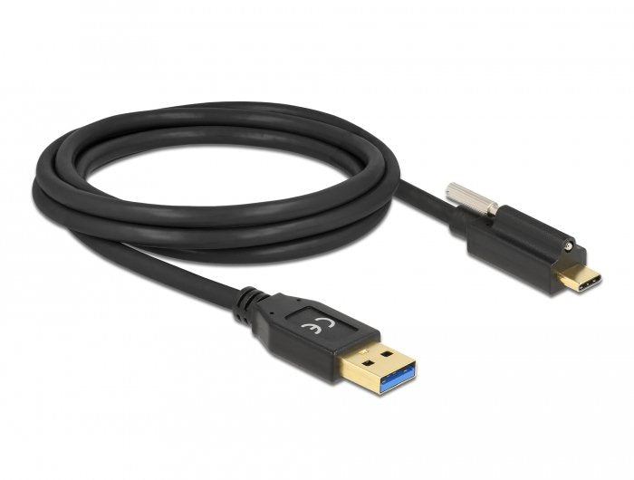 Delock Usb 10 Gbps Cable Typ-A Stecker Zu Usb Type-C Stecker Mit Schraube Oben 2 M