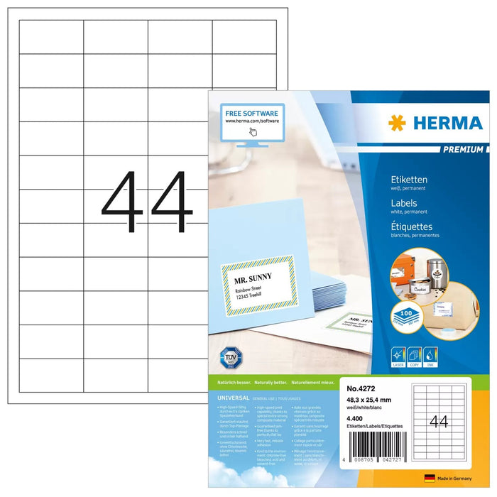 Herma Etiquetas 4272 Blanco 48,3 X 25,4 Mm